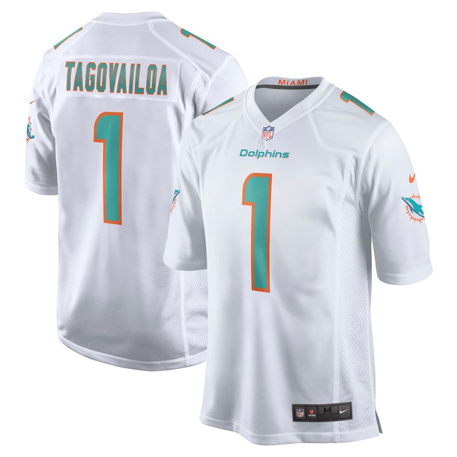 Men Miami Dolphins #1 Tua Tagovailoa Nike White Game NFL Jersey->miami dolphins->NFL Jersey